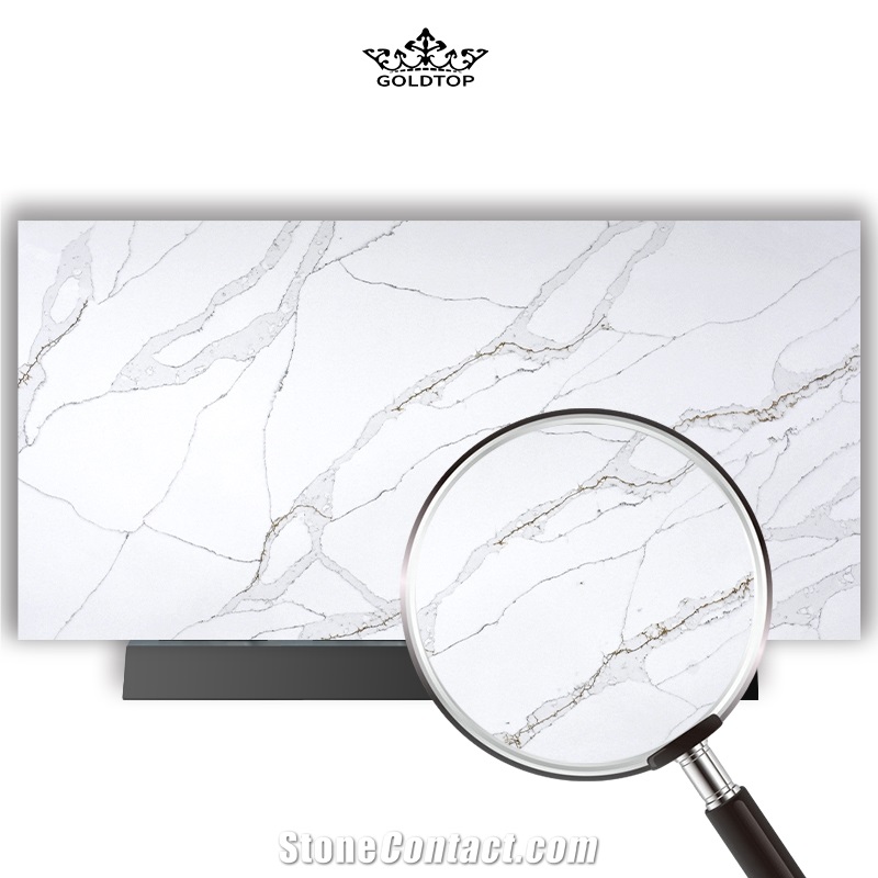 Goldtopquartz 5052 Calacatta Leon Polished Quartz Slabs