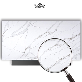 Goldtopquartz 5052 Calacatta Leon Polished Quartz Slabs