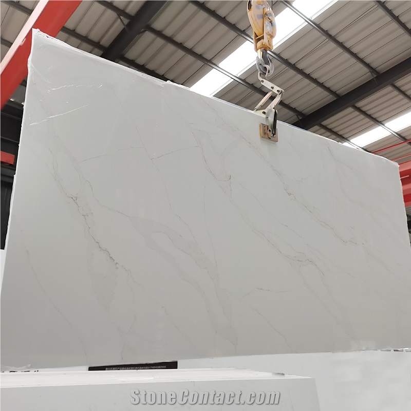 Goldtopquartz 5052 Calacatta Leon Polished Quartz Slabs