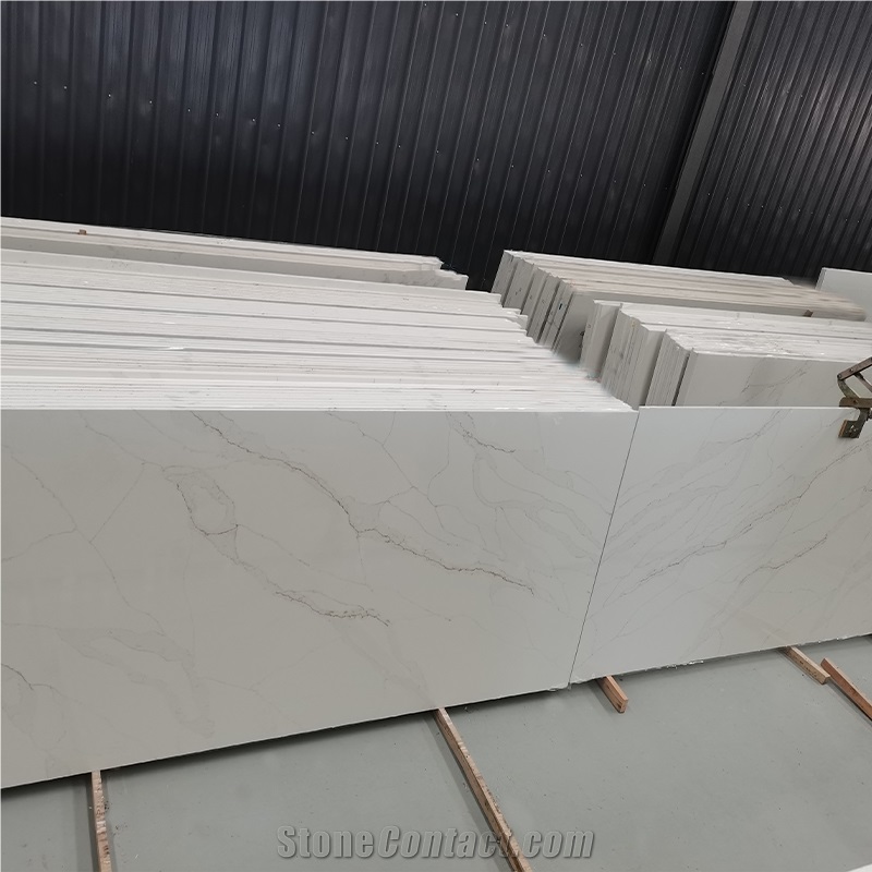 Goldtopquartz 5052 Calacatta Leon Polished Quartz Slabs
