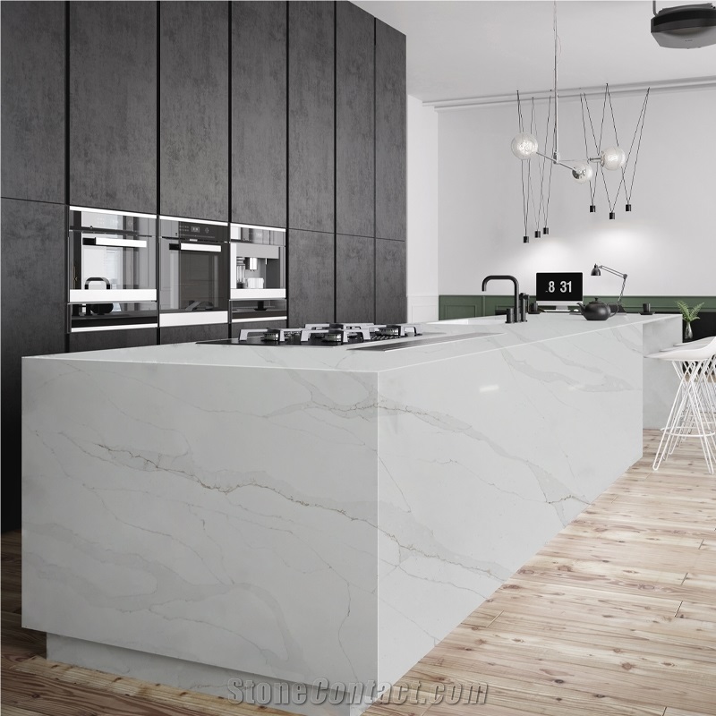 Goldtopquartz 5052 Calacatta Leon Polished Quartz Slabs