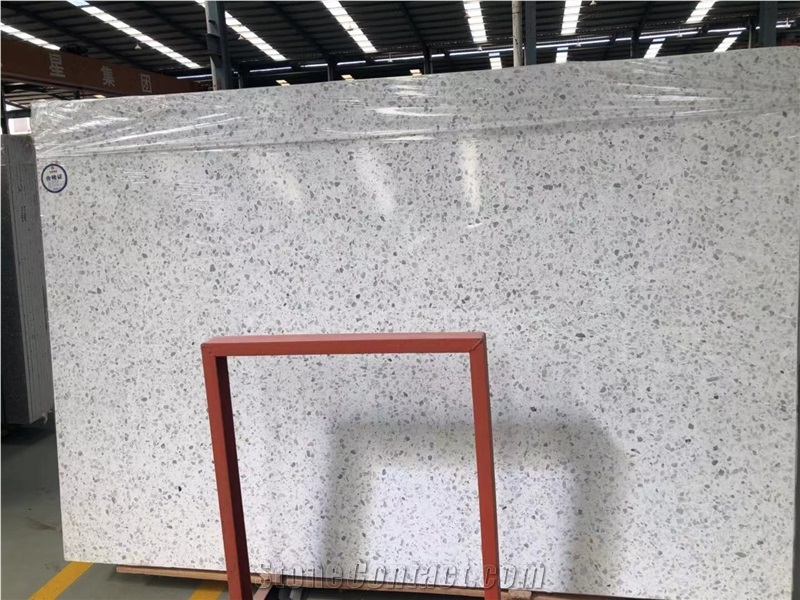 Alps White Color Terrazzo Slabs