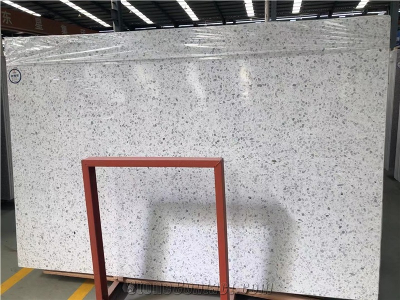 Alps White Color Terrazzo Slabs
