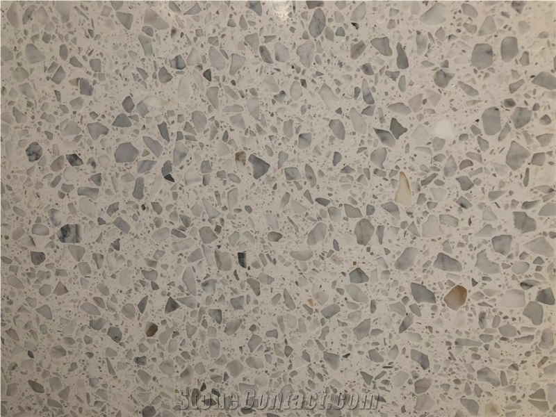 Alps White Color Terrazzo Slabs