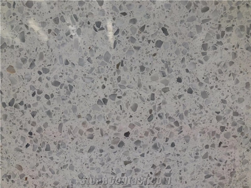 Alps White Color Terrazzo Slabs