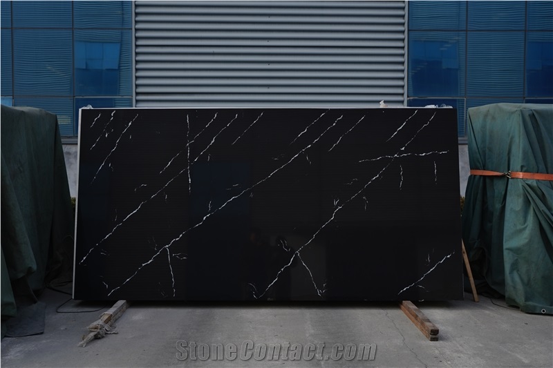 Black Calacatta Quartz Artificial Stone Slabs