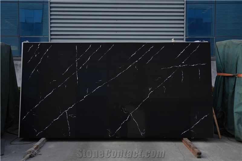 Black Calacatta Quartz Artificial Stone Slabs