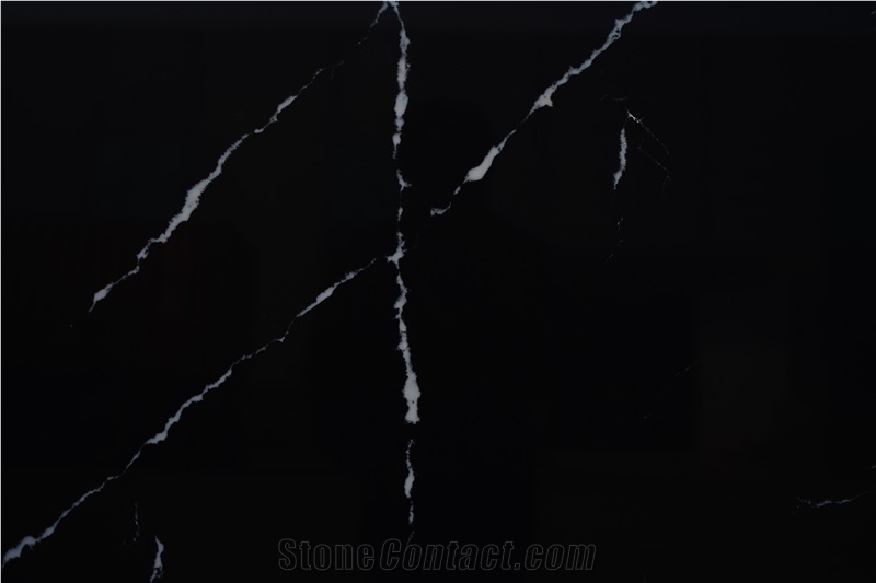 Black Calacatta Quartz Artificial Stone Slabs