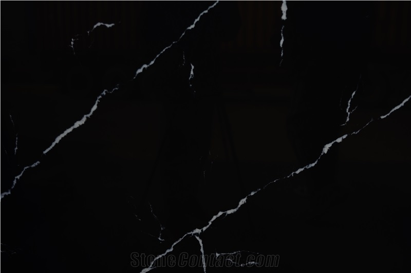 Black Calacatta Quartz Artificial Stone Slabs