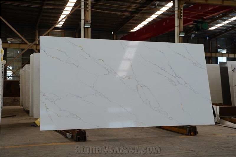Royal Gold And Grey Quartz Calaccata  Artificial Calacatta