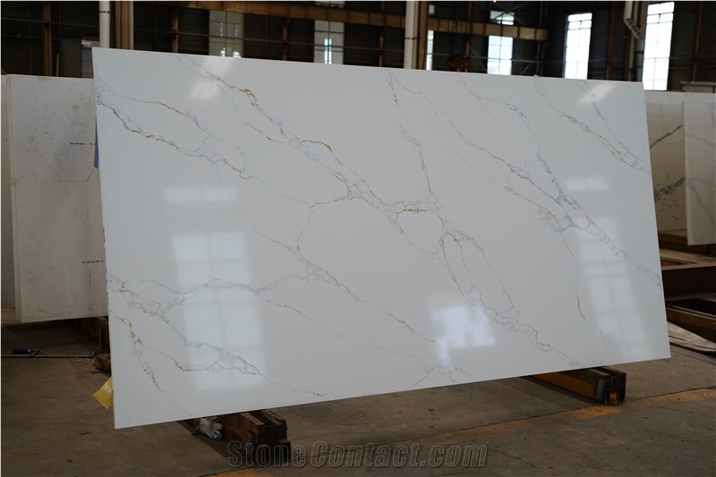 Royal Gold And Grey Quartz Calaccata  Artificial Calacatta