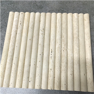 Beige Travertine 3D Fluted Mosaic Tiles For Wall Tile