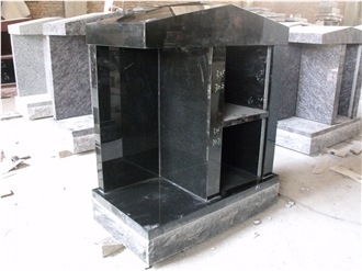 Black Granite Two Niche Columbarium Tombstone