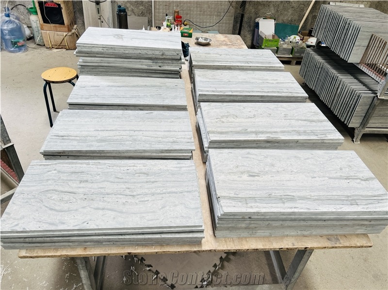 Blue Wood Vein Marble Slab Tiles