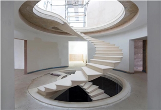 Blanco Nacarado Limestone Spiral Staircase Project