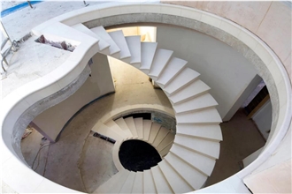 Blanco Nacarado Limestone Spiral Staircase Project