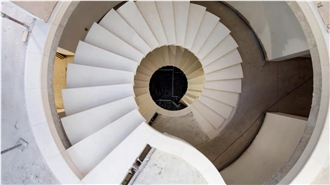 Blanco Nacarado Limestone Spiral Staircase Project