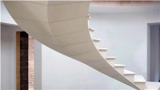 Blanco Nacarado Limestone Spiral Staircase Project