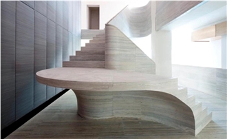 Travertino Olivo Silver Travertine Staircase Custom Design