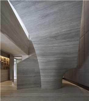 Travertino Olivo Silver Travertine Staircase Custom Design