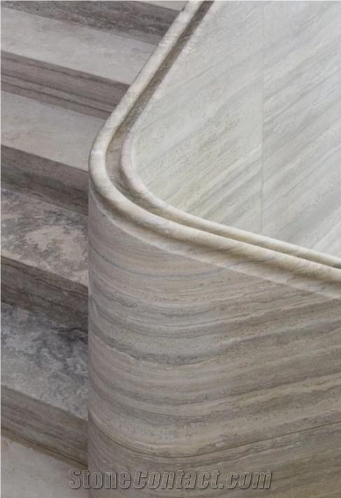 Travertino Olivo Silver Travertine Staircase Custom Design