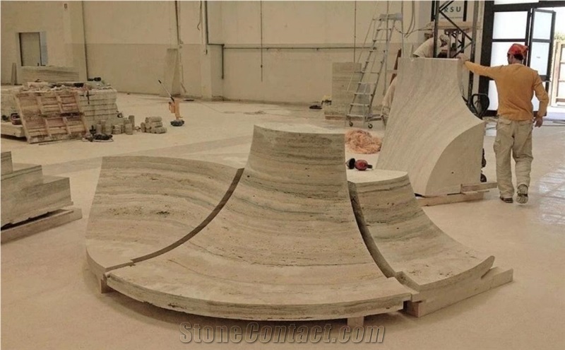 Travertino Olivo Silver Travertine Staircase Custom Design