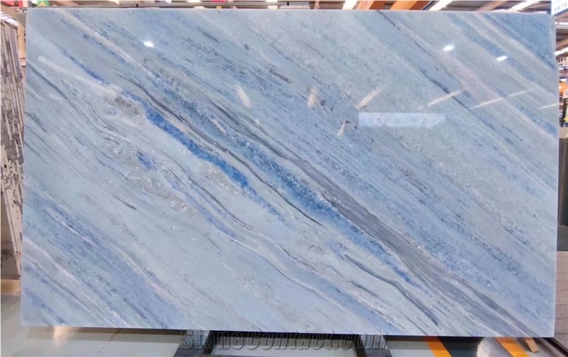 Brazil Azul Caribe Quartzite Blue Crystal Slabs Polished