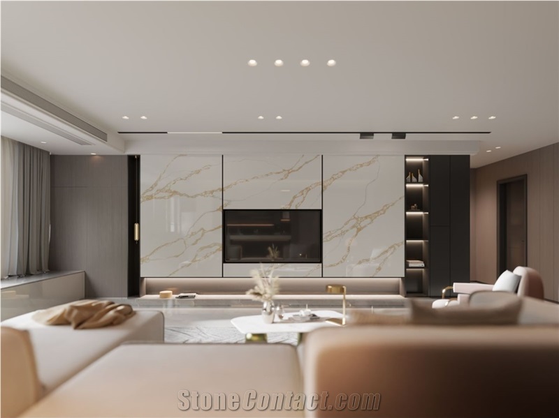 Beautiful Calacatta Gold Quartz Slabs