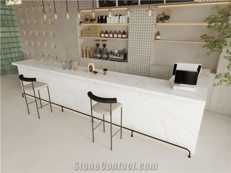 Engineered Marble Look Gold Quartz