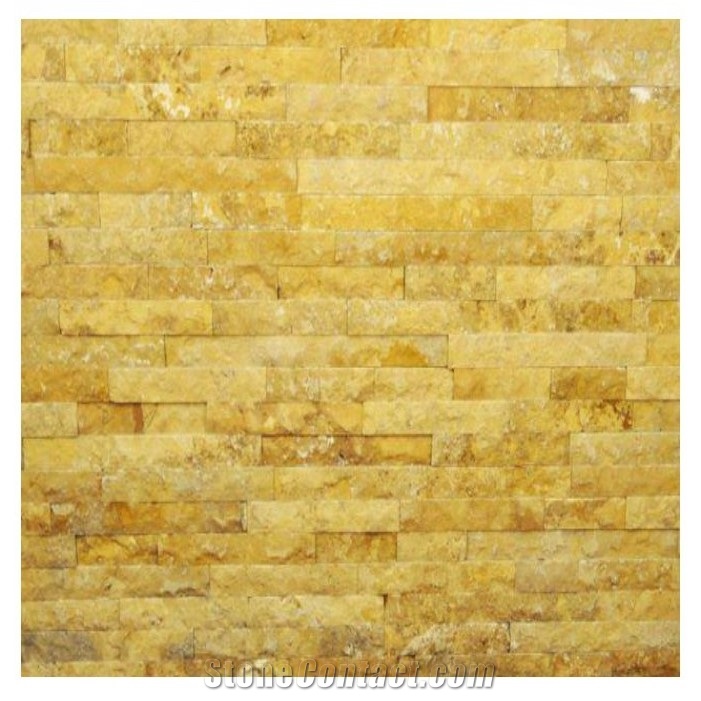 Light Yellow Travertine Split Face Mushroomed Exterior Wall