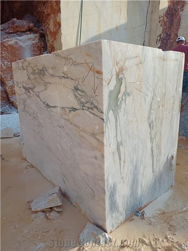 Turkish Calacatta White Marble Rough Block