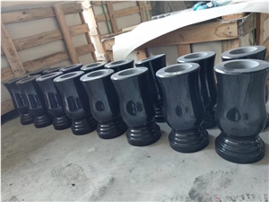 Shanxi Black Granite Memorial Vases