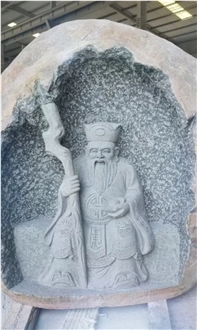Carved Basalt River Rock Religious Budha Sculpture