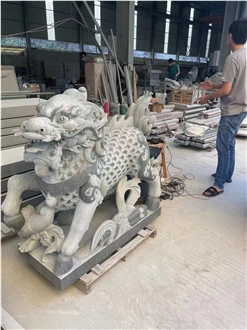 Grey Granite G654 Animal KIRIN Statue For Garden Decor