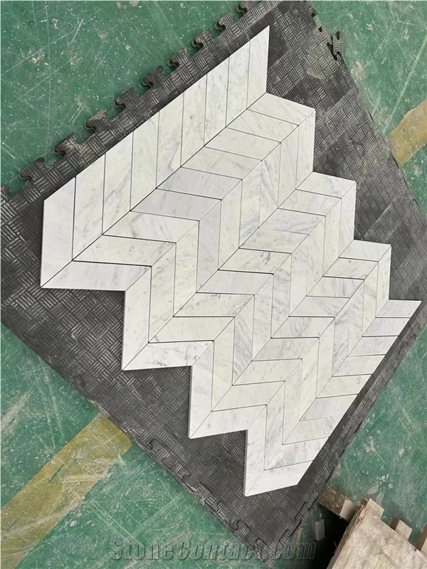 Marble Carrara Floor Design Mosaic Tiles For Bathroom Decor