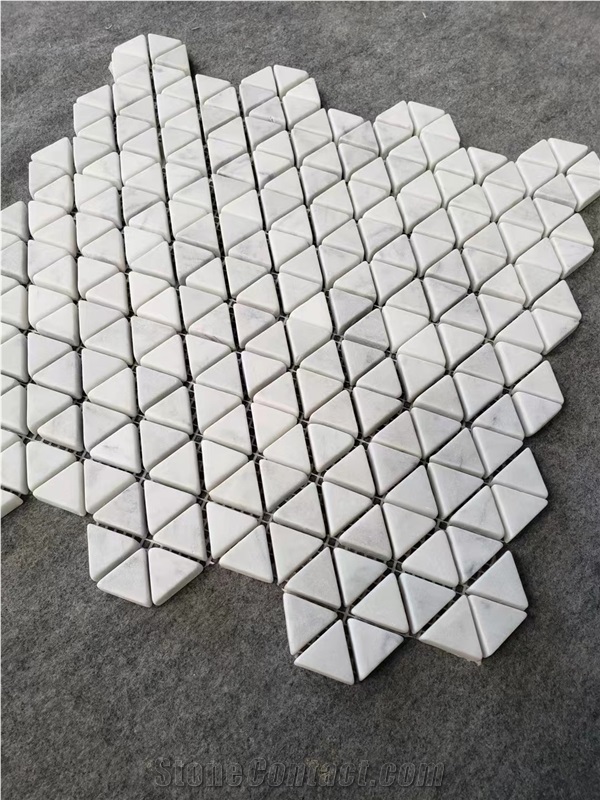 Marble Statuario Carrara Design Chevron Mosaic Tile For Bath