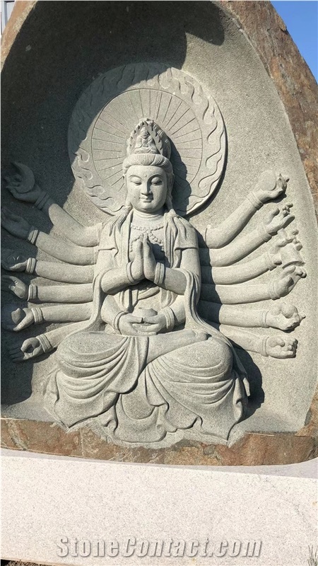 Religious Gray Basalt Sculpture Avalokitesvara Bduda