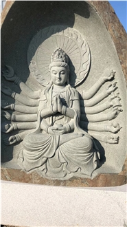Religious Gray Basalt Sculpture Avalokitesvara Bduda Religious Gray Basalt Sculpture Avalokitesvara Bduda