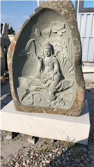 Solid Basalt Stone Budha Religious Sculpture For Landscaping