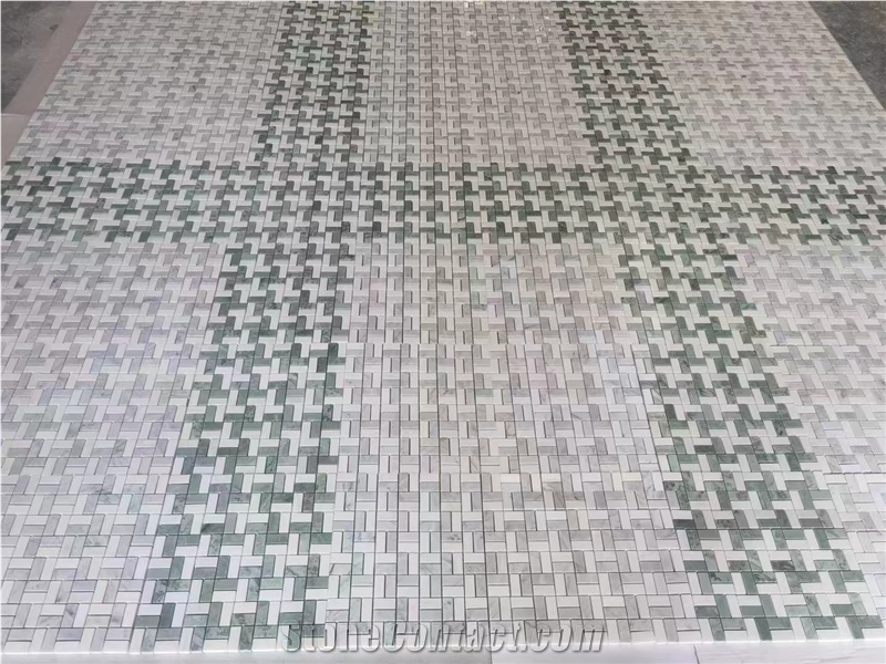 Tumbled Triangle Marble Carrara Created Hexagon Mosaic Tiles