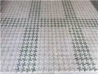 Tumbled Triangle Marble Carrara Created Hexagon Mosaic Tiles