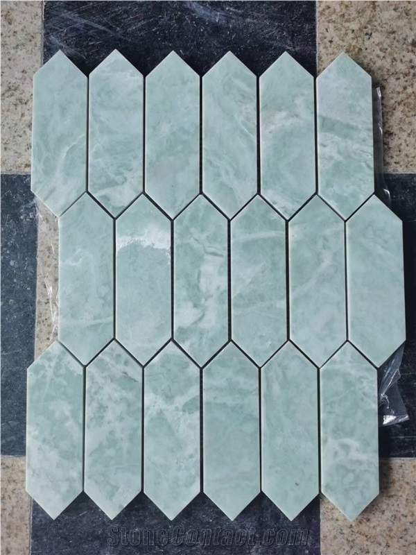 Tumbled Triangle Marble Carrara Created Hexagon Mosaic Tiles
