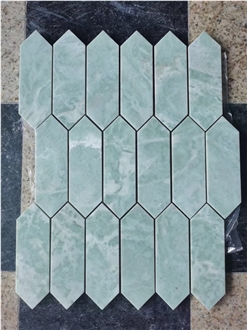 Tumbled Triangle Marble Carrara Created Hexagon Mosaic Tiles