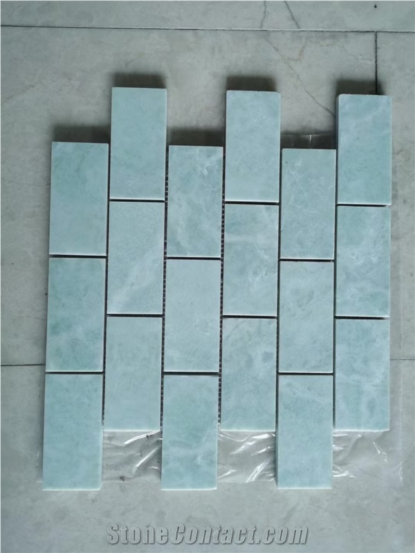 Tumbled Triangle Marble Carrara Created Hexagon Mosaic Tiles