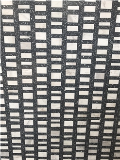 Black White Square  Geometric Customized  Authentic Terrazzo