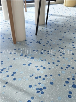 Blue Bubble Terrazzo Slab Blue Bubble Custom  Terrazzo Slabs
