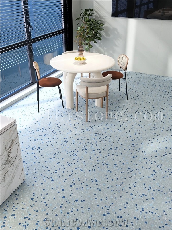 Blue Bubble Terrazzo Slab Blue Bubble Custom  Terrazzo Slabs