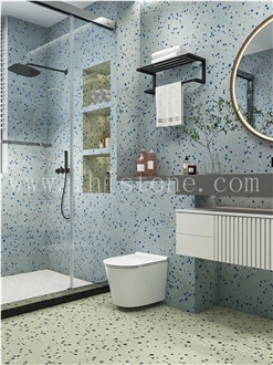 Blue Bubble Terrazzo Slab Blue Bubble Custom  Terrazzo Slabs