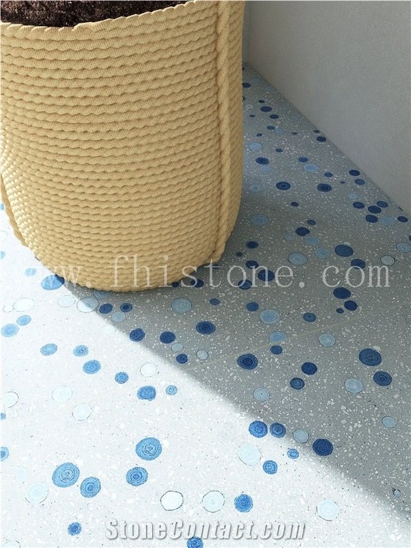 Blue Bubble Terrazzo Slab Blue Bubble Custom  Terrazzo Slabs