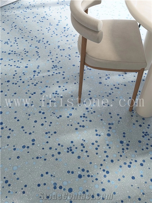 Blue Bubble Terrazzo Slab Blue Bubble Custom  Terrazzo Slabs